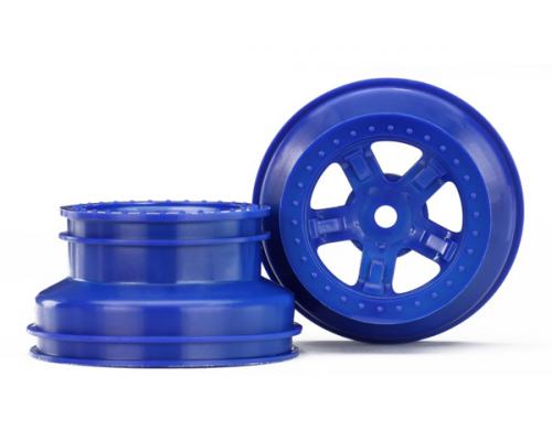 Traxxas TRX7673 Wheels, SCT blue, beadlock style, dual profile (