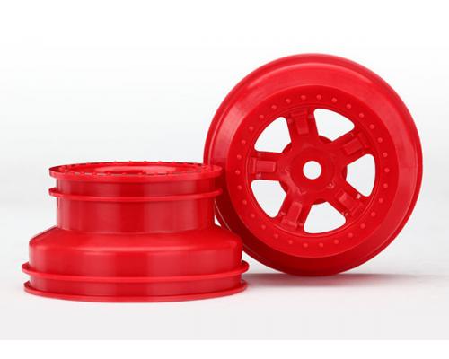 Traxxas TRX7673R Wheels, SCT red, beadlock style, dual profile (