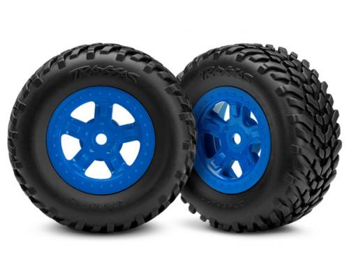 Traxxas TRX7674 Tires and wheels, assembled, glued (SCT blue whe
