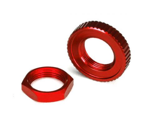 Traxxas TRX8345R Servo saver moeren, aluminium, rood-geanodiseerd (hex (1), gekarteld (1))