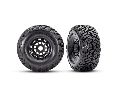 Traxxas Tires & wheels, assembled, glued, left (1), right (1) (black wheels, Maxx Slash