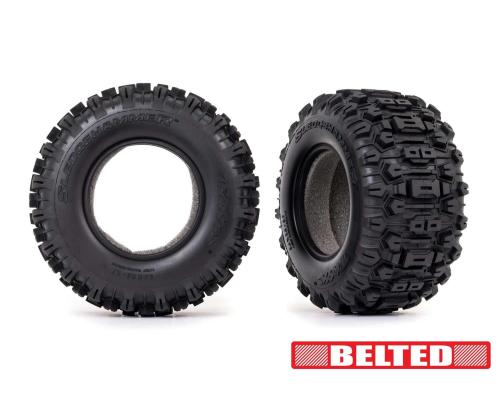 TRX8975 Tires, Sledgehammer All-Terrain 2.8\' (belted, dual profile (2.9\' outer, 3.8\' inner)) (2)/ foam inserts (2)