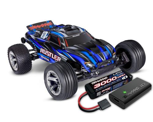 Traxxas Rustler 2WD BL-2S HD Blauw INCL. ACCU EN LADER