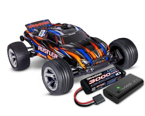 Traxxas Rustler 2WD BL-2S HD Oranje INCL. ACCU EN LADER