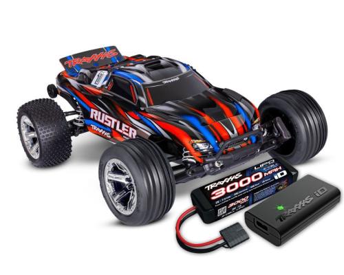 Traxxas Rustler 2WD BL-2S HD Rood INCL. ACCU EN LADER
