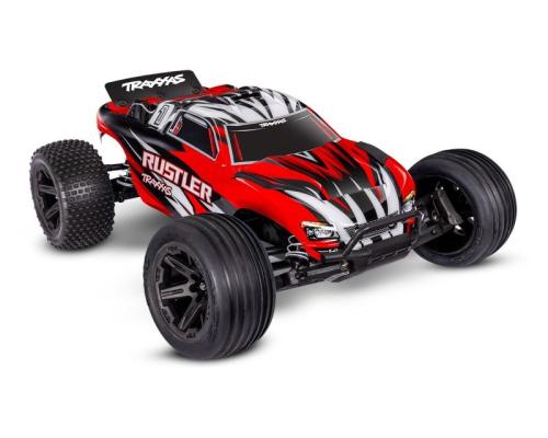 Traxxas Rustler 2wd Brushed  incl battery en USB-C charger Rood