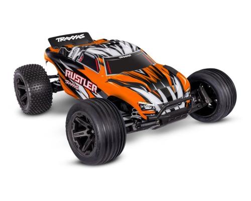 Traxxas Rustler 2wd Brushed  incl battery en USB-C charger oranje