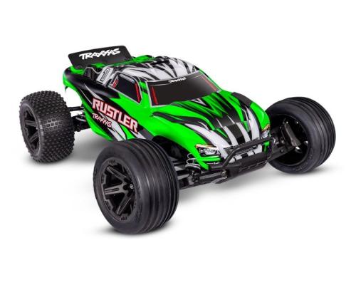 Traxxas Rustler 2wd Brushed incl battery en USB-C charger Groen