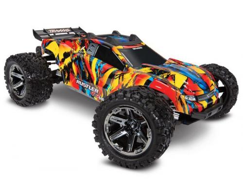 Traxxas Rustler 4X4 VXL Brushless Stadium Truck RTR TSM 2.4Ghz TRX67076-4 zonder batterij en lader Solar Flare