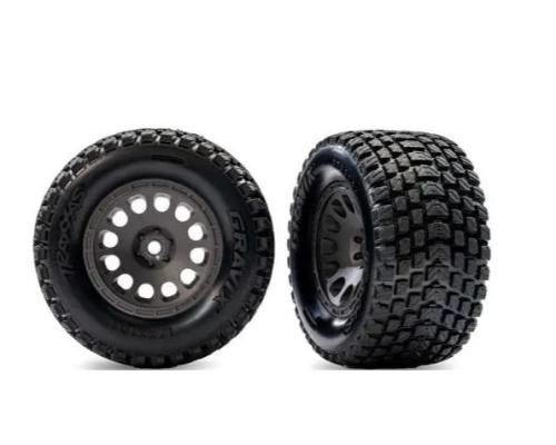 Traxxas TRX10772-GRAY Gray Front Mini XRT Wheels w/ Gravix Tires (2)