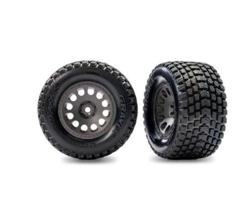 Traxxas TRX10775-GRAY Gray Rear Mini XRT Wheels w/ Gravix Tires (2)