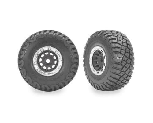 Traxxas TRX10870-GRAY 1.4\" Gray & Chrome Wheels w/ BFG Mud-Terrain Tires (2)
