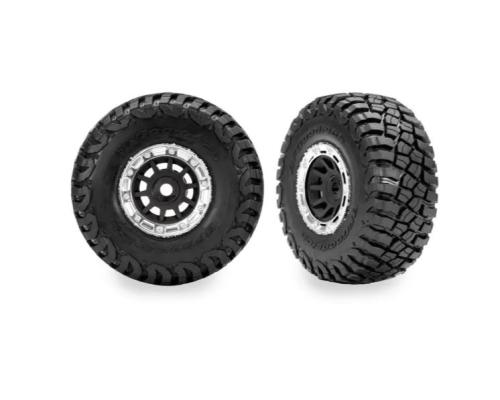 Traxxas TRX10870-STBLK 1.4\" Black & Chrome Wheels w/ BFG Mud-Terrain Tires (2)