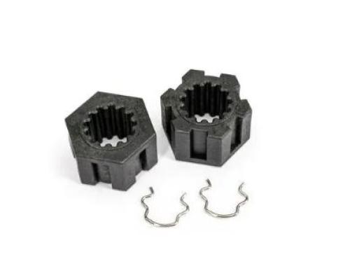Traxxas TRX10954 Wheel hubs, hex, front (2)/ hex clips (2)