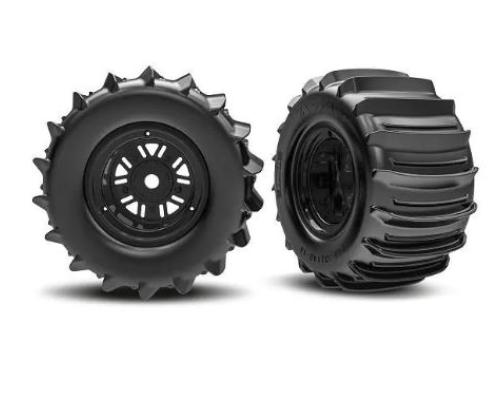 Traxxas TRX10973 Banden en velgen, gemonteerd en gelijmd Pro Scale Sand Car Race zwarte velgen