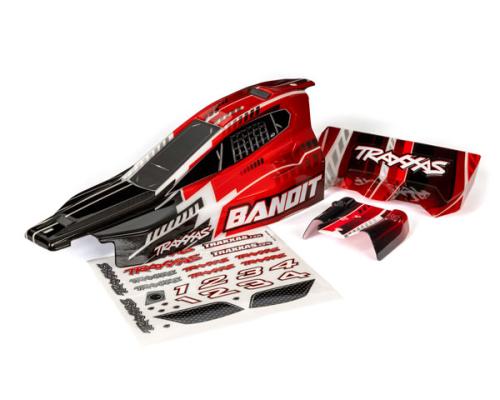 Traxxas TRX2450 Body, Bandit (past ook op Bandit VXL), zwart en rood/vleugel (geverfd, emblemen aangebracht)