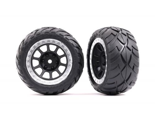 Traxxas TRX2478G Banden en wielen, gemonteerd (2,2\" grafietgrijs, satijnchroom beadlock-wielen, Anaconda 2,2\"-banden met