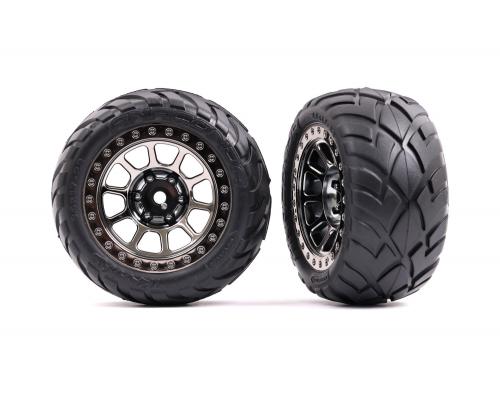 Traxxas TRX2478T Banden en wielen, gemonteerd (2.2\" zwart verchroomde wielen, Anaconda 2.2\" banden met schuimrubberen in