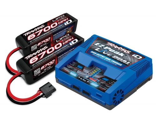 Traxxas TRX2997 Complete batterij / oplader (inclusief 2973 Dual iD-oplader (1), 2890X 6700 mAh 14,8 V 4-cel 25C LiPo-ba