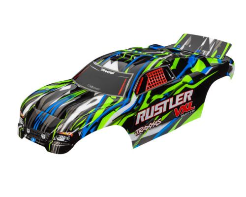 Traxxas TRX3726G Body, Rustler VXL, groen (geverfd, emblemen aangebracht)