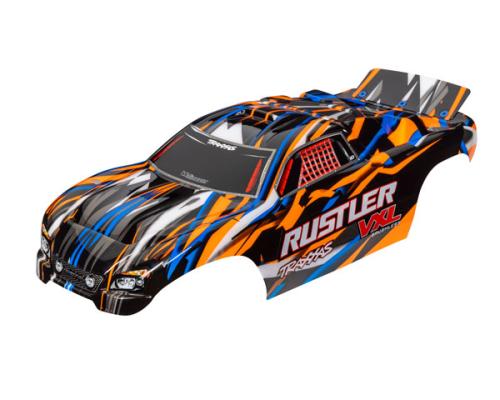 Traxxas TRX3726T Body, Rustler VXL, oranje (geverfd, emblemen aangebracht)