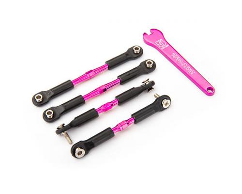 Traxxas TRX3741P Spanschroeven, aluminium (roze geanodiseerd), camber links, voor, 39 mm (2), achter, 49 mm (2) (gemonte