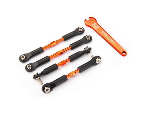 Traxxas TRX3741T Spanschroeven, aluminium (oranje-geanodiseerd), camber links, voor, 39 mm (2), achter, 49 mm (2) (gemon