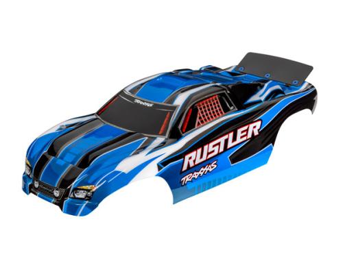 Traxxas TRX3750X Body, Rustler (past ook op Rustler VXL), blauw (geverfd, emblemen aangebracht, geassembleerd met vleuge