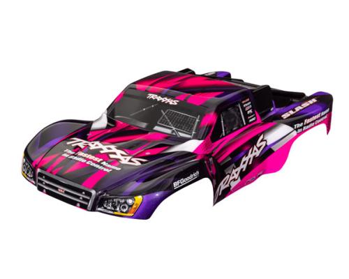 Traxxas TRX5851P Body, Slash 2WD (past ook op Slash VXL & Slash 4X4), roze en paars (geverfd, emblemen aangebracht)