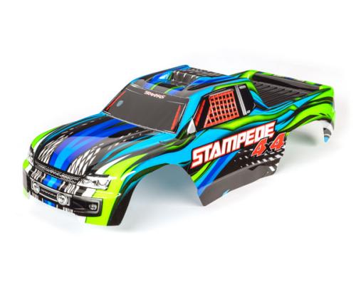 Traxxas TRX6729X Body, Stampede VXL, oranje en blauw (geverfd, emblemen aangebracht)