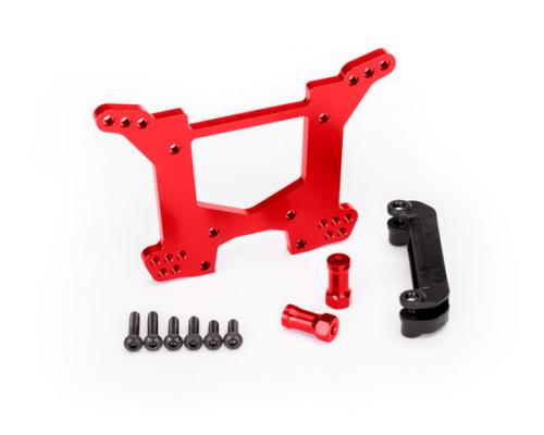 Traxxas TRX6738R Schokbreker toren, achter 7075-T6 aluminium (rood-geanodiseerd) (1) / opbouwbeugel (1)