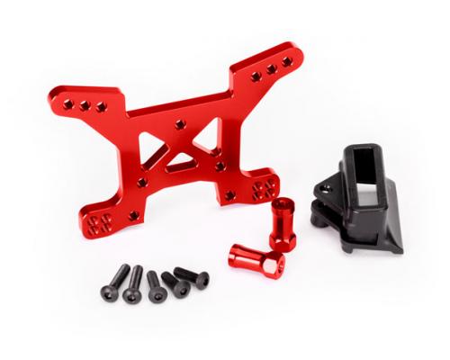 Traxxas TRX6739R Schokbreker toren, front, 7075-T6 aluminium (rood-geanodiseerd) (1) / body-mount bracket (1)