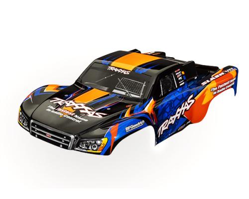 Traxxas TRX6812T Body, Slash VXL 2WD (past ook op Slash 4X4), oranje en blauw (geverfd, emblemen aangebracht)