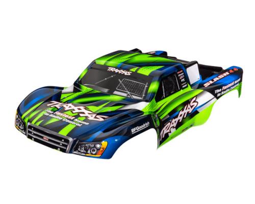 Traxxas TRX6928G Body, Slash 4X4 (past ook op Slash VXL & Slash 2WD), groen en blauw (geverfd, emblemen aangebracht)