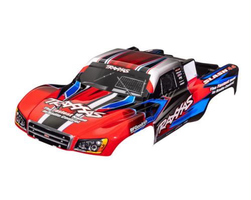 Traxxas TRX6928R Body, Slash 4X4 (past ook op Slash VXL & Slash 2WD), rood en blauw (geverfd, emblemen aangebracht)