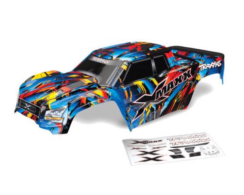 Traxxas TRX7711T Body, X-Maxx, Rock-n-Roll (geverfd, stickers aangebracht) (gemonteerd met achterklepbeschermer)