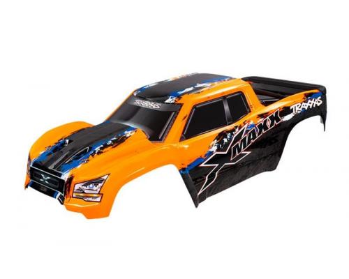 Traxxas TRX7811 Body, X-Maxx, oranje (geverfd, stickers aangebracht) (gemonteerd met carrosseriesteunen voor en achter, 