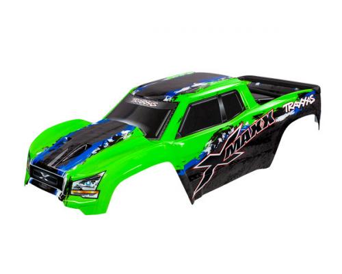 Traxxas TRX7811G Body, X-Maxx, groen (geverfd, stickers aangebracht) (gemonteerd met carrosseriesteunen voor en achter, 