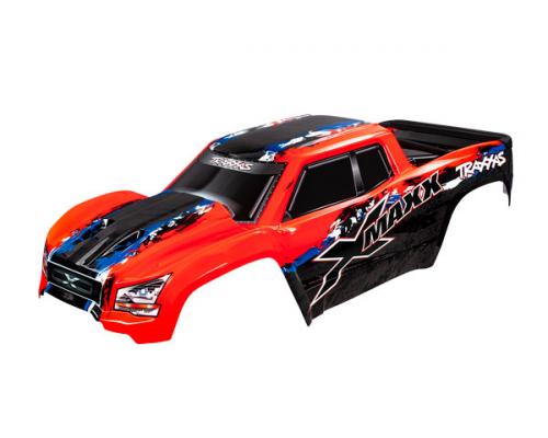 Traxxas TRX7811R Body, X-Maxx, rood (geverfd, stickers aangebracht) (gemonteerd met carrosseriesteunen voor en achter, c