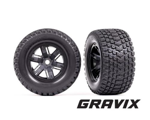 Traxxas TRX7877 Banden & wielen, gemonteerd, gelijmd (X-Maxx zwarte wielen, Gravix-banden, schuimrubberen inzetstukken) 