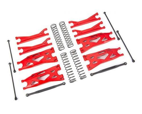 Traxxas TRX7895R Ophangingsset, X-Maxx WideMaxx, ROOD (inclusief draagarmen voor en achter, teenverbindingen voor, aandr