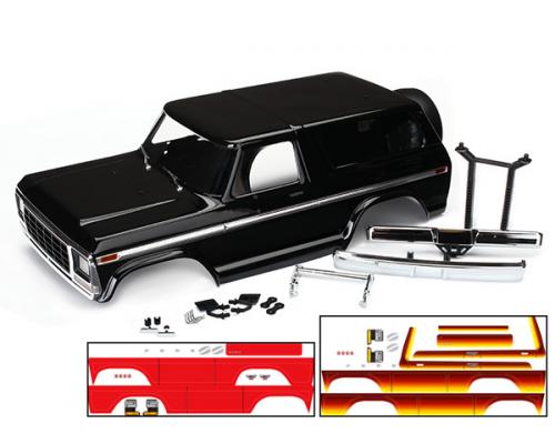 Traxxas TRX8010X Body, Ford Bronco, compleet (zwart) (inclusief voor en achter bumpers, pushbar, achterbodymontage, gril