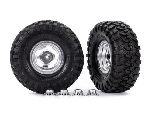 Traxxas TRX8159 Banden en wielen, gemonteerd, gelijmd (2,2\" satijn chromen velgen, Canyon Trail 5,3 x 2,2\" banden) (2)/ 