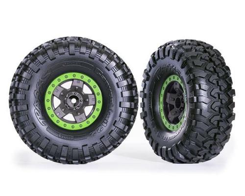 Traxxas TRX8181-GRN BANDEN & WIELEN, GEMONTEERD, GELIJMD (TRX-4 SPORT 2.2\' GRIJS, GROEN BEADLOCK