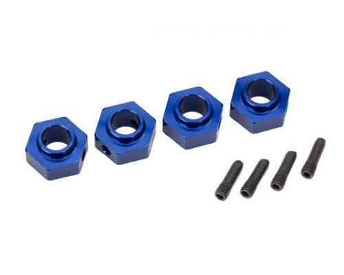 Traxxas TRX8269X Wielnaven, 12 mm zeskant, 6061-T6 aluminium (blauw geanodiseerd) (4) / schroefpen (4)