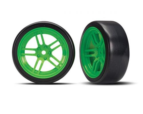 Traxxas TRX8376G Banden op Velgen gelijmd Split-Spoke Velgen groen voor