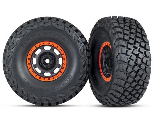 Traxxas TRX8472 Banden en wielen, geassembleerd, verlijmd (Desert Racer wielen, zwart met oranje beadlock)