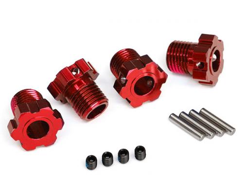 Traxxas TRX8654R Wielnaven, spievertanding, 17 mm (rood geanodiseerd) (4) / 4x5 GS (4), 3x14 mm pen (4)