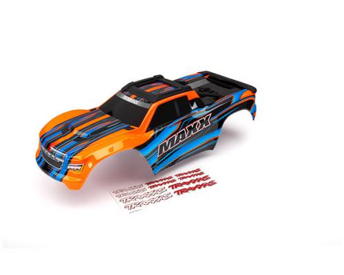 Traxxas TRX8911T Body, Maxx, oranje (geverfd) / stickerblad