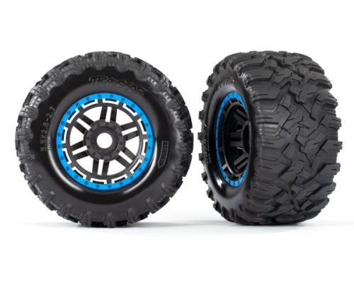 Traxxas TRX8972A Banden en wielen, geassembleerd, gelijmd (zwarte, blauwe beadlock-achtige wielen, Maxx MT-banden, schui